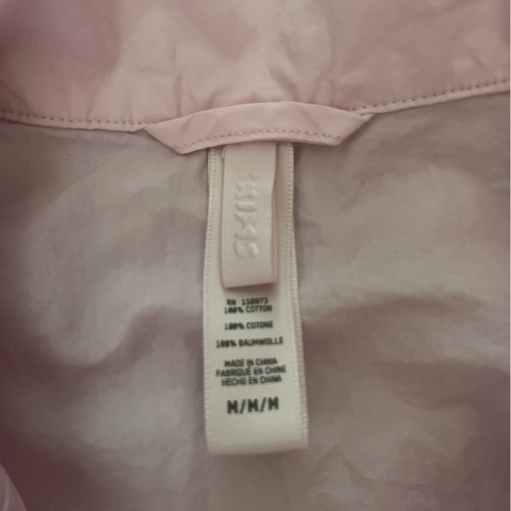 SKIMS Cotton Poplin Button Up Shirt Collared Baby Pink Oversized Sleep Size M - Picture 2 of 10